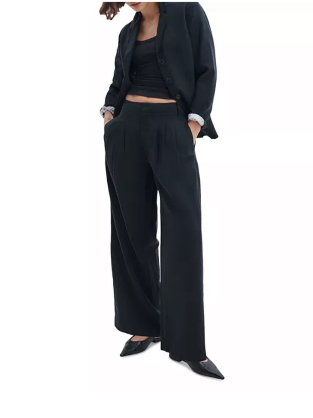 rag & bone Black Wide-Leg High-Waist Trousers